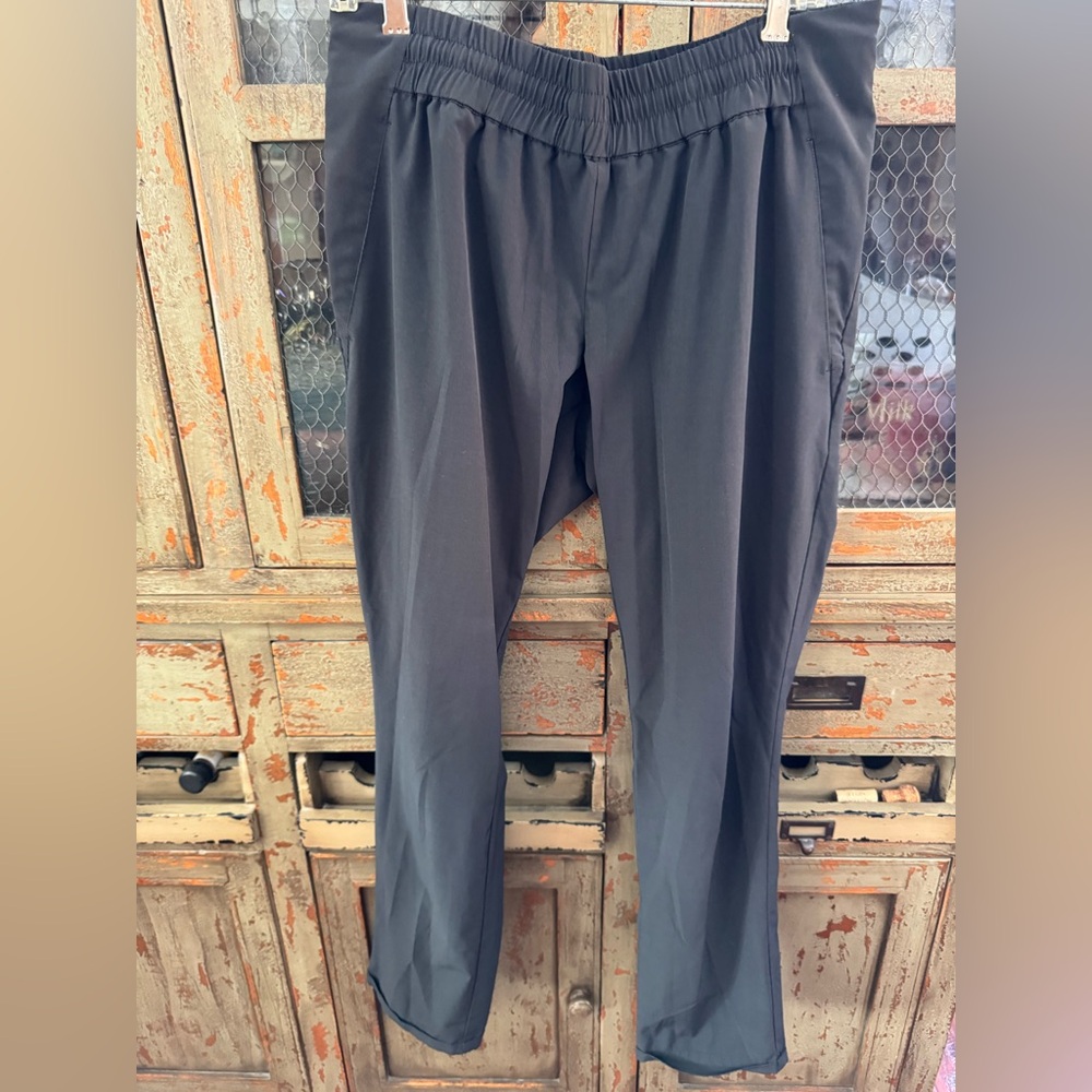 Slim Straight Black Jogger Pants with Elastic Waist